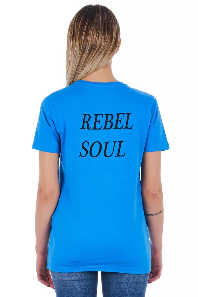 T-shirt Frankie Morello bleu clair en coton pour femme