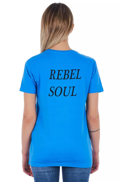 T-shirt Frankie Morello bleu clair en coton pour femme