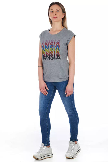 T-shirt Frankie Morello gris en coton pour femme