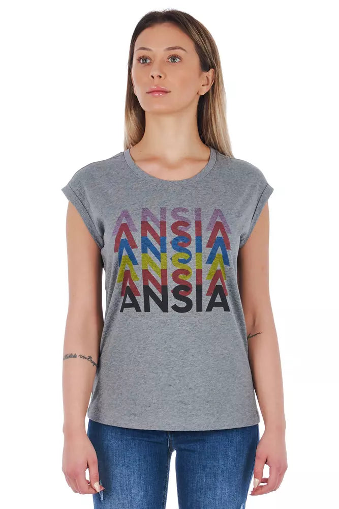 T-shirt Frankie Morello gris en coton pour femme