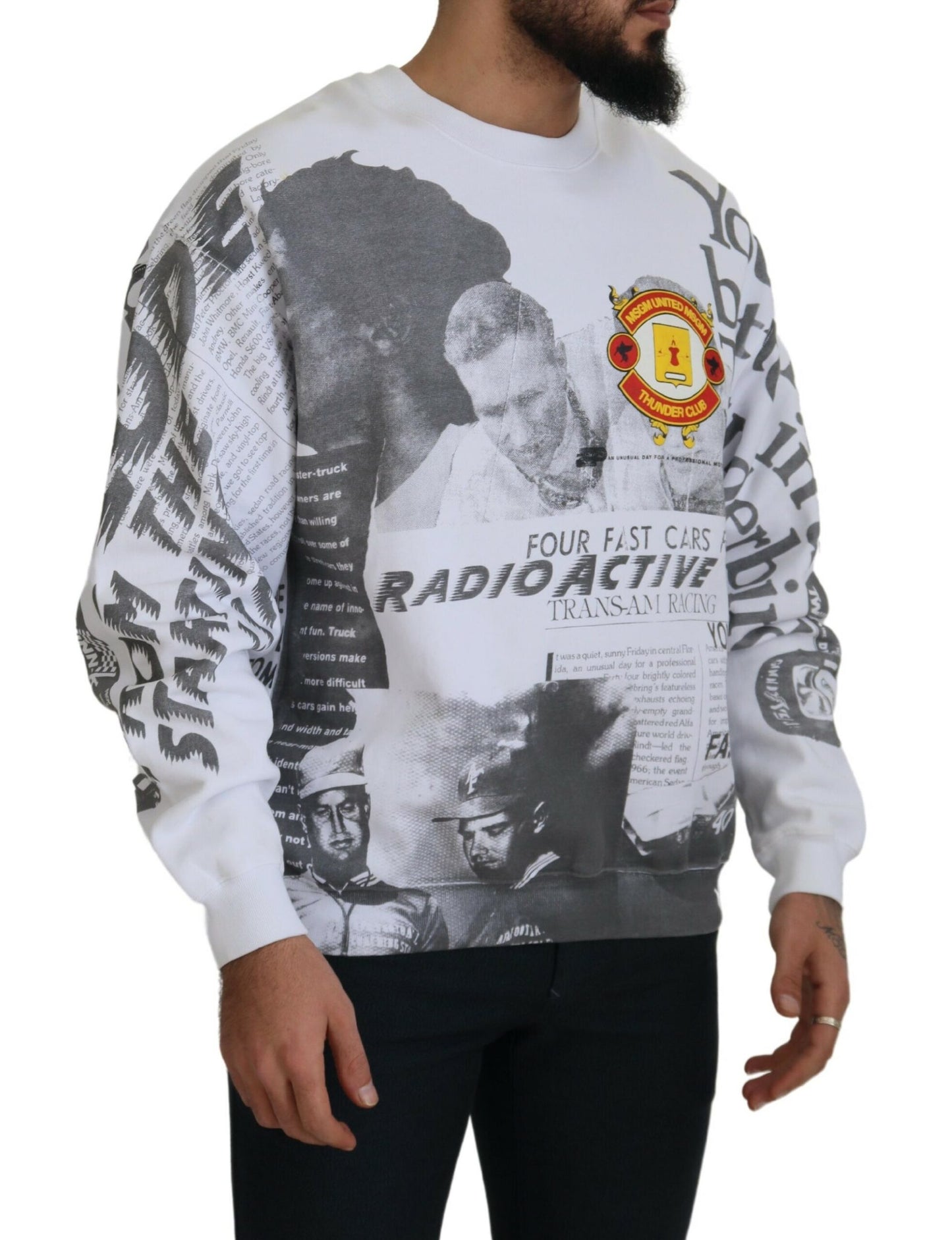Felpa girocollo in cotone bianco MSGM