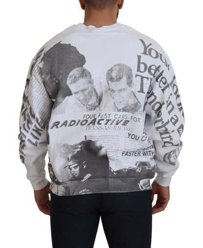 Felpa girocollo in cotone bianco MSGM