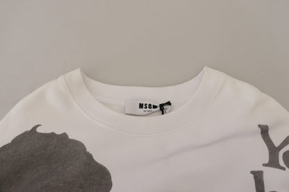 Felpa girocollo in cotone bianco MSGM