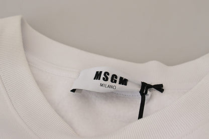 Felpa girocollo in cotone bianco MSGM