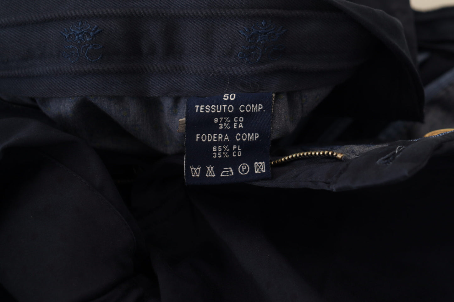 Domenico Tagliente Pantaloni Skinny da Uomo in Cotone Blu Scuro
