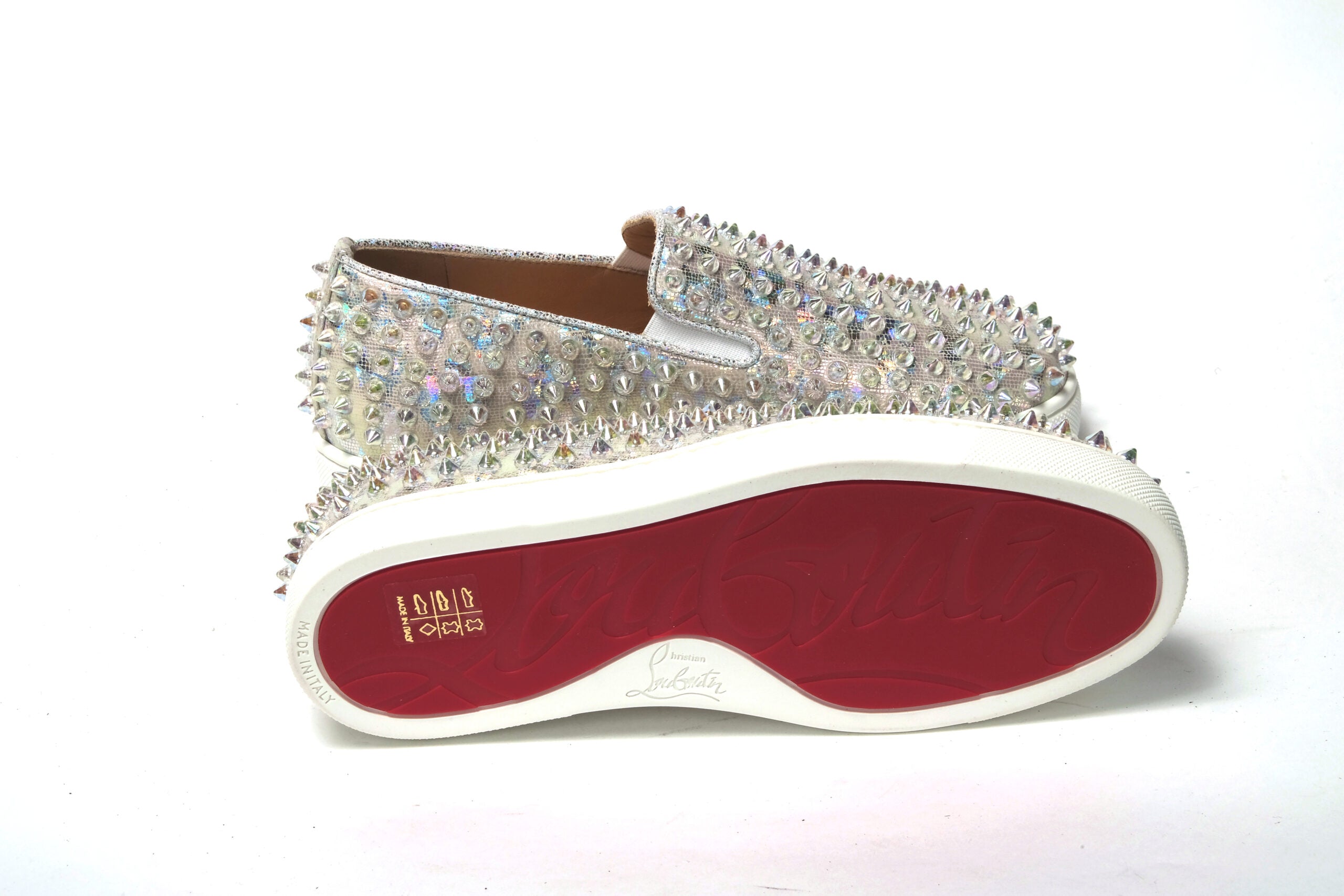Baskets plates Christian Louboutin blanches à roulettes Ab Roller Boat Woman