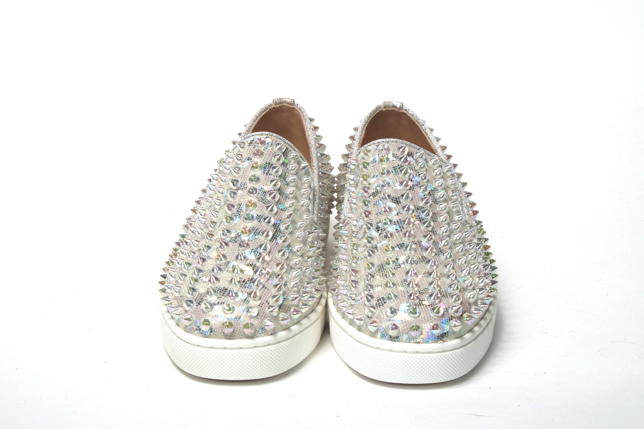 Baskets plates Christian Louboutin blanches à roulettes Ab Roller Boat Woman