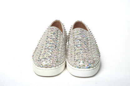 Christian Louboutin White Ab/Clear Ab Roller Boat Women Flat Sneaker