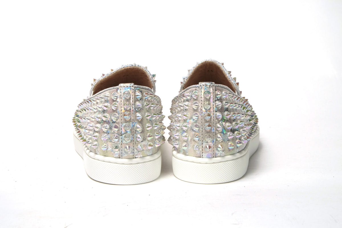 Christian Louboutin White Ab/Clear Ab Roller Boat Women Flat Sneaker