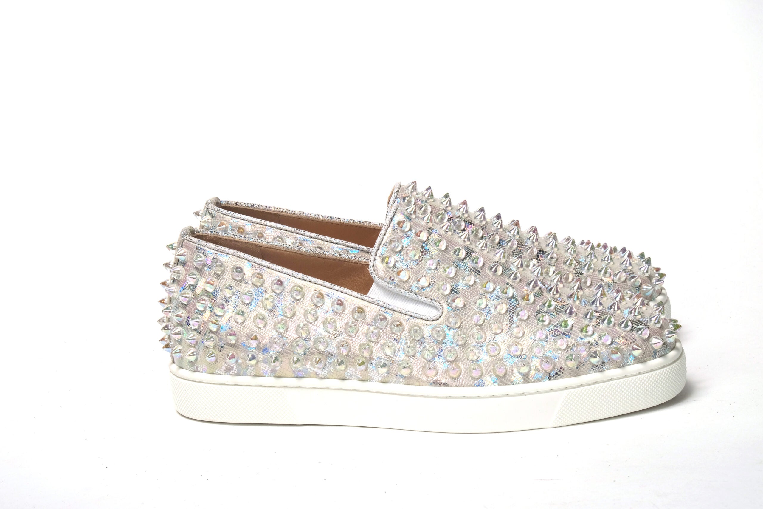 Baskets plates Christian Louboutin blanches à roulettes Ab Roller Boat Woman