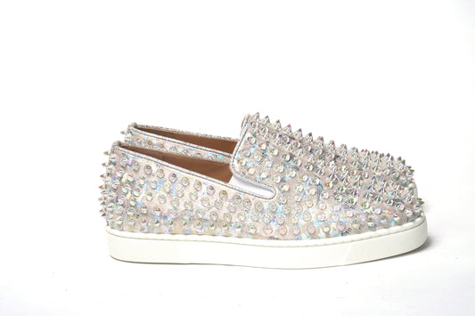 Christian Louboutin White Ab/Clear Ab Roller Boat Women Flat Sneaker