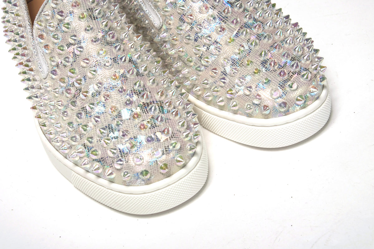 Christian Louboutin White Ab/Clear Ab Roller Boat Women Flat Sneaker