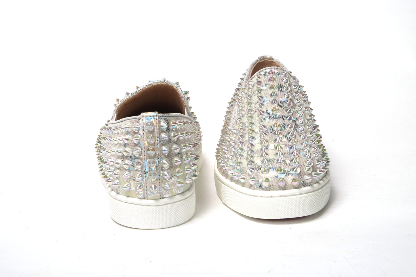 Christian Louboutin White Ab/Clear Ab Roller Boat Women Flat Sneaker