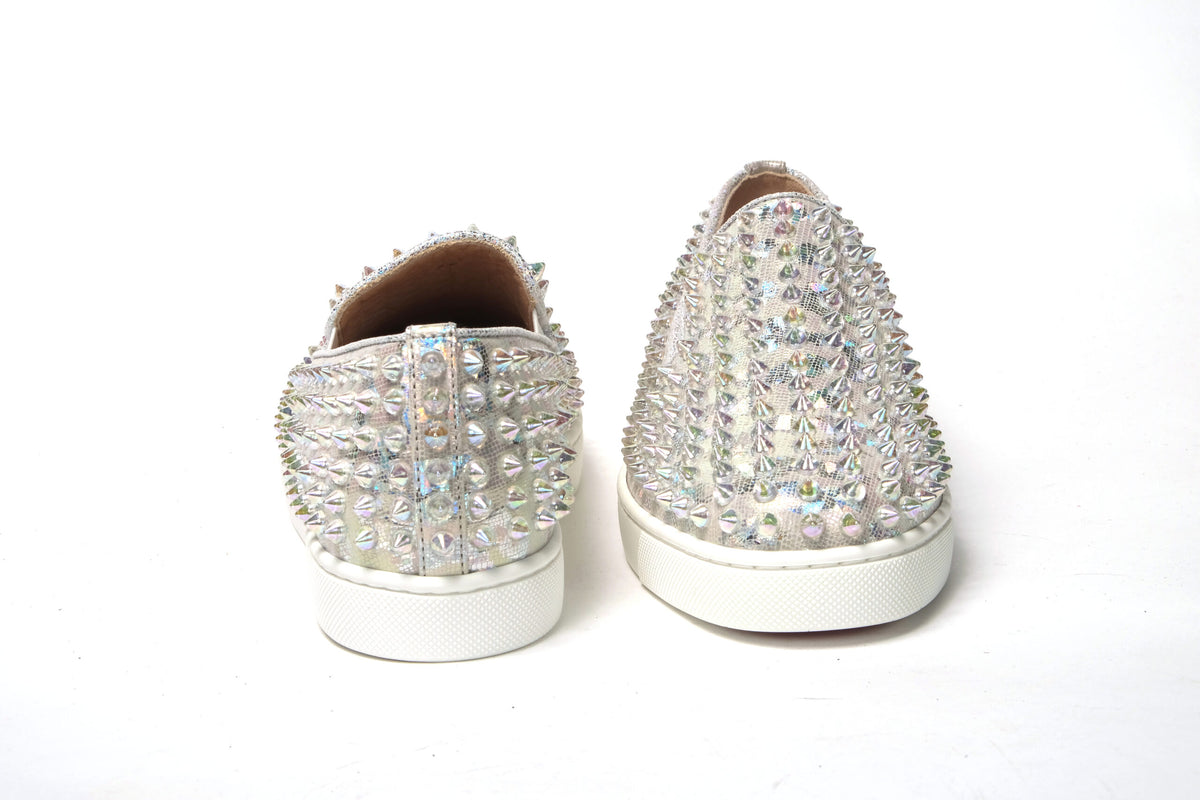 Christian Louboutin White Ab/Clear Ab Roller Boat Women Flat Sneaker