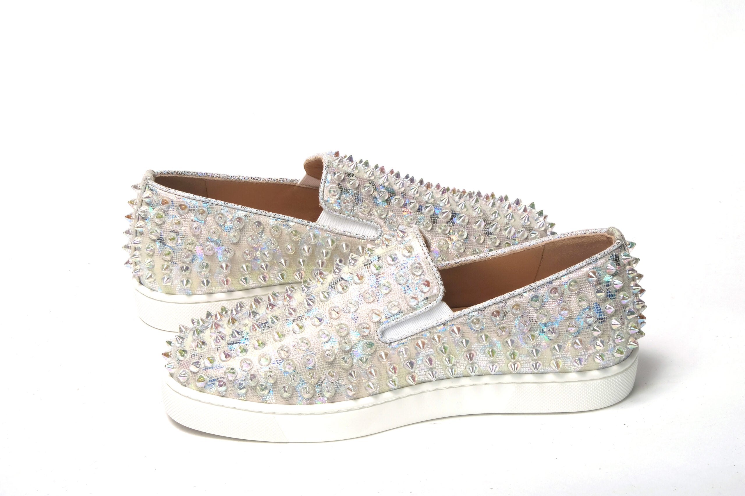 Baskets plates Christian Louboutin blanches à roulettes Ab Roller Boat Woman