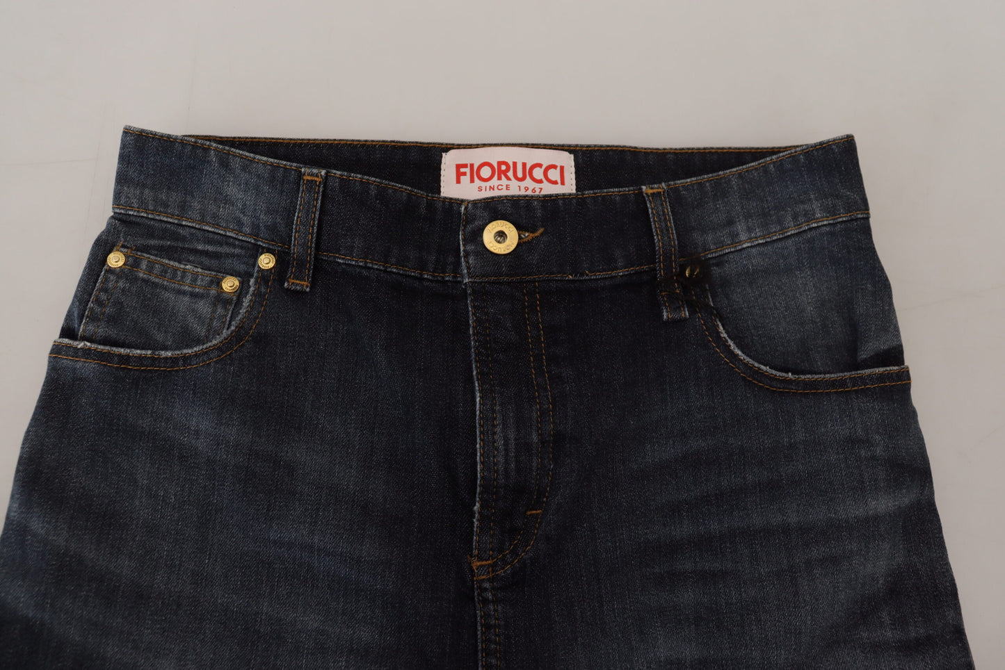 Gonna in denim a vita media Fiorucci blu scuro lavata con taglio a matita