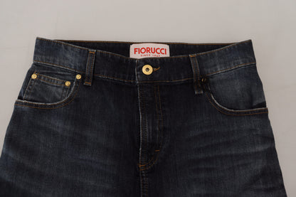 Gonna in denim a vita media Fiorucci blu scuro lavata con taglio a matita