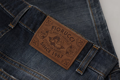 Gonna in denim a vita media Fiorucci blu scuro lavata con taglio a matita