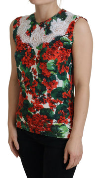 Dolce & Gabbana White Floral Wool Lace Vest Tank Top