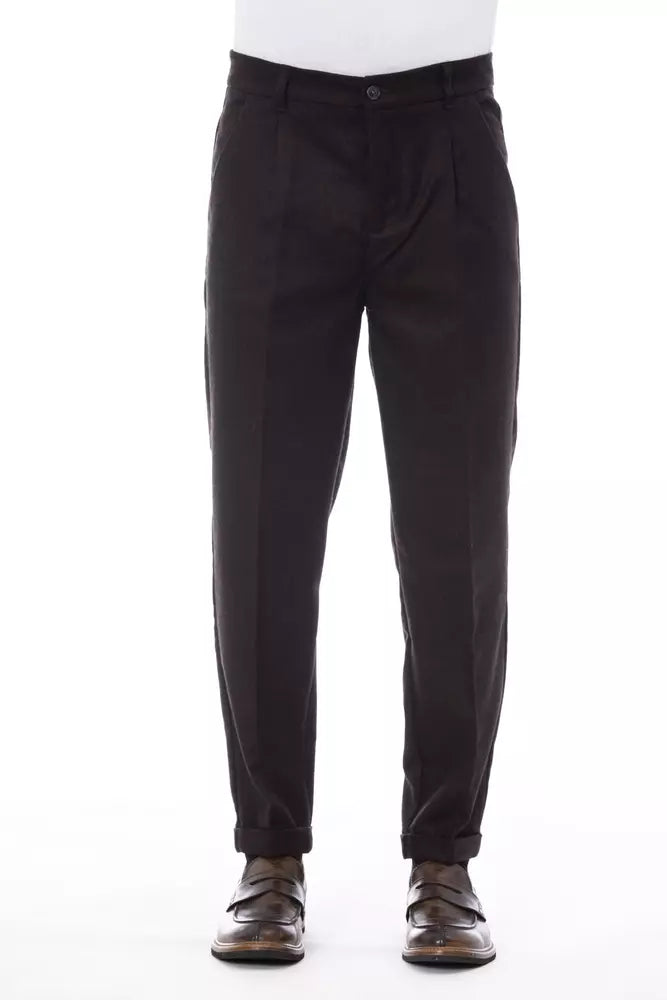 Pantaloni da uomo in lana marrone Alpha Studio