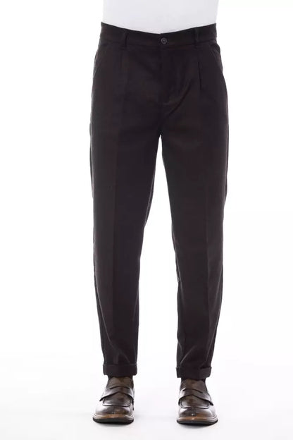 Pantaloni da uomo in lana marrone Alpha Studio