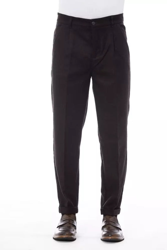 Pantaloni da uomo in lana marrone Alpha Studio
