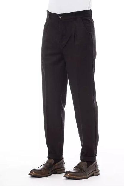 Pantaloni da uomo in lana marrone Alpha Studio