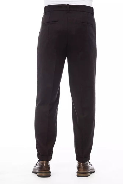 Pantaloni da uomo in lana marrone Alpha Studio