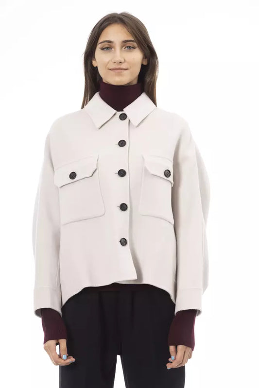 Giacca Blazer Elegante in Lana Bianca Alpha Studio