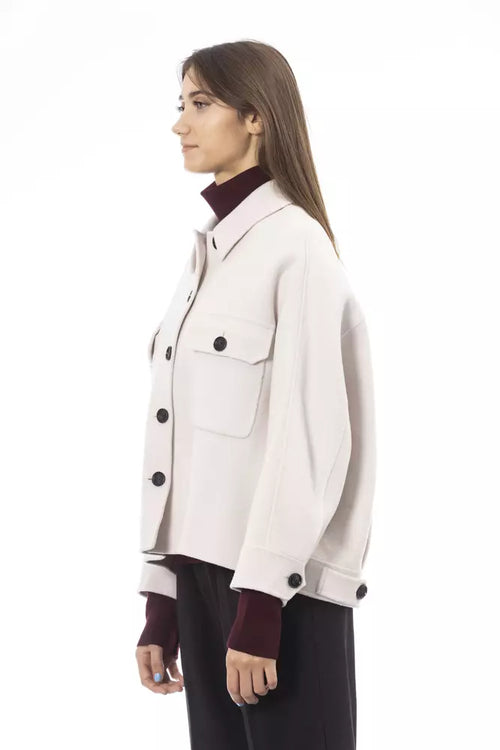 Chaqueta tipo blazer elegante de lana blanca Alpha Studio