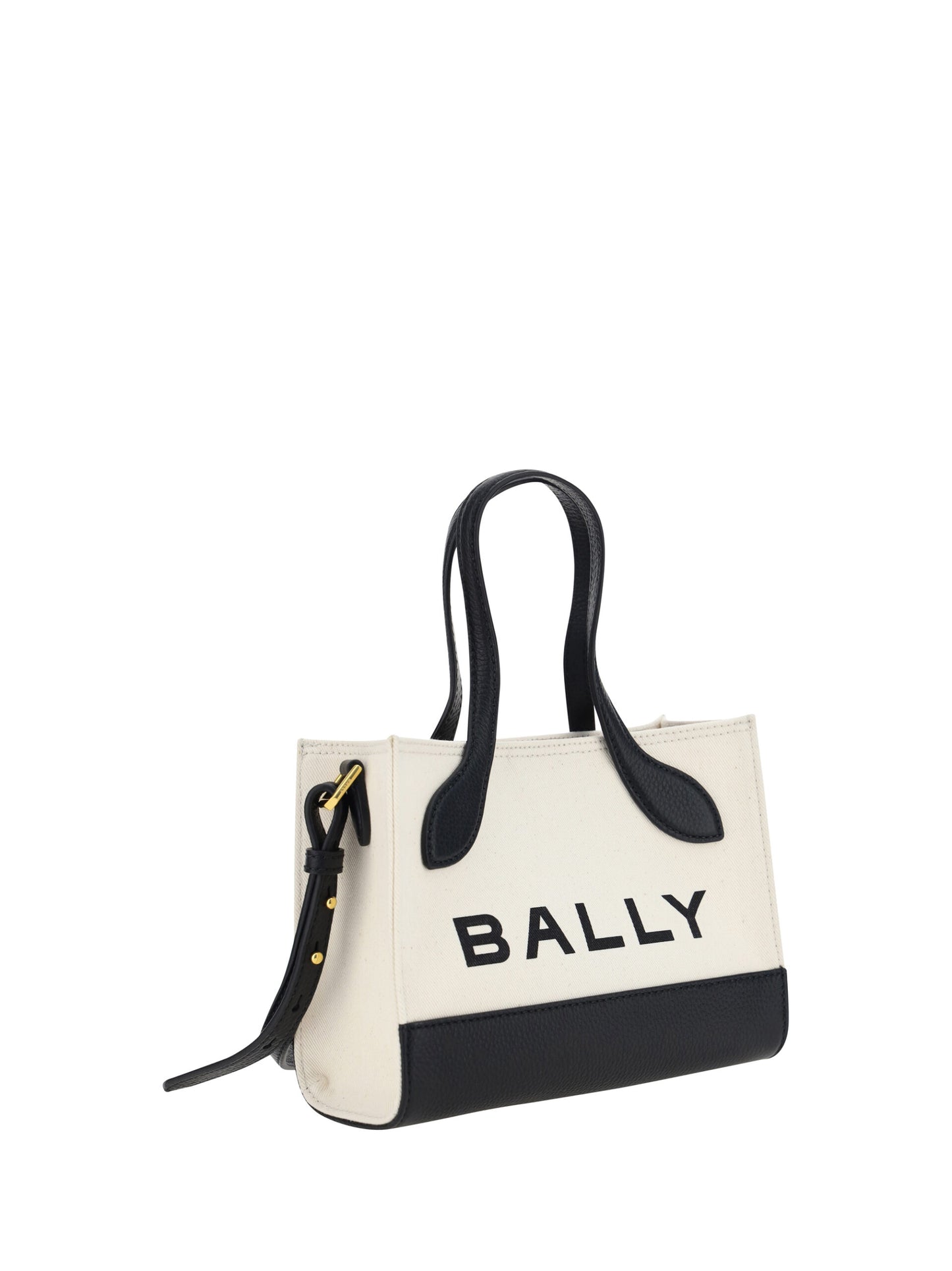 Borsa a mano mini Bally in pelle bianca e nera