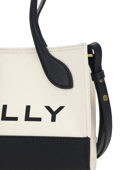 Borsa a mano mini Bally in pelle bianca e nera