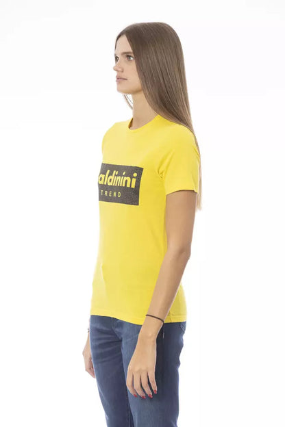 T-shirt da donna in cotone giallo Baldinini Trend