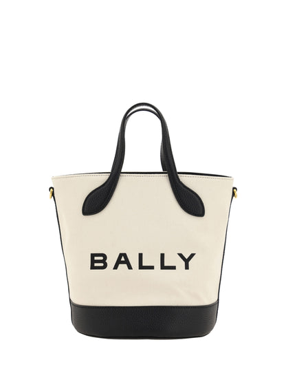 Borsa a secchiello Bally in pelle bianca e nera