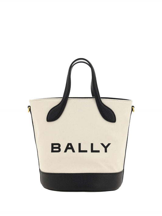 Borsa a secchiello Bally in pelle bianca e nera