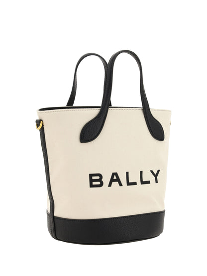 Borsa a secchiello Bally in pelle bianca e nera