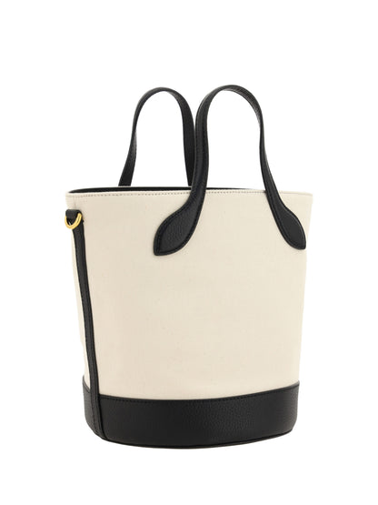 Borsa a secchiello Bally in pelle bianca e nera
