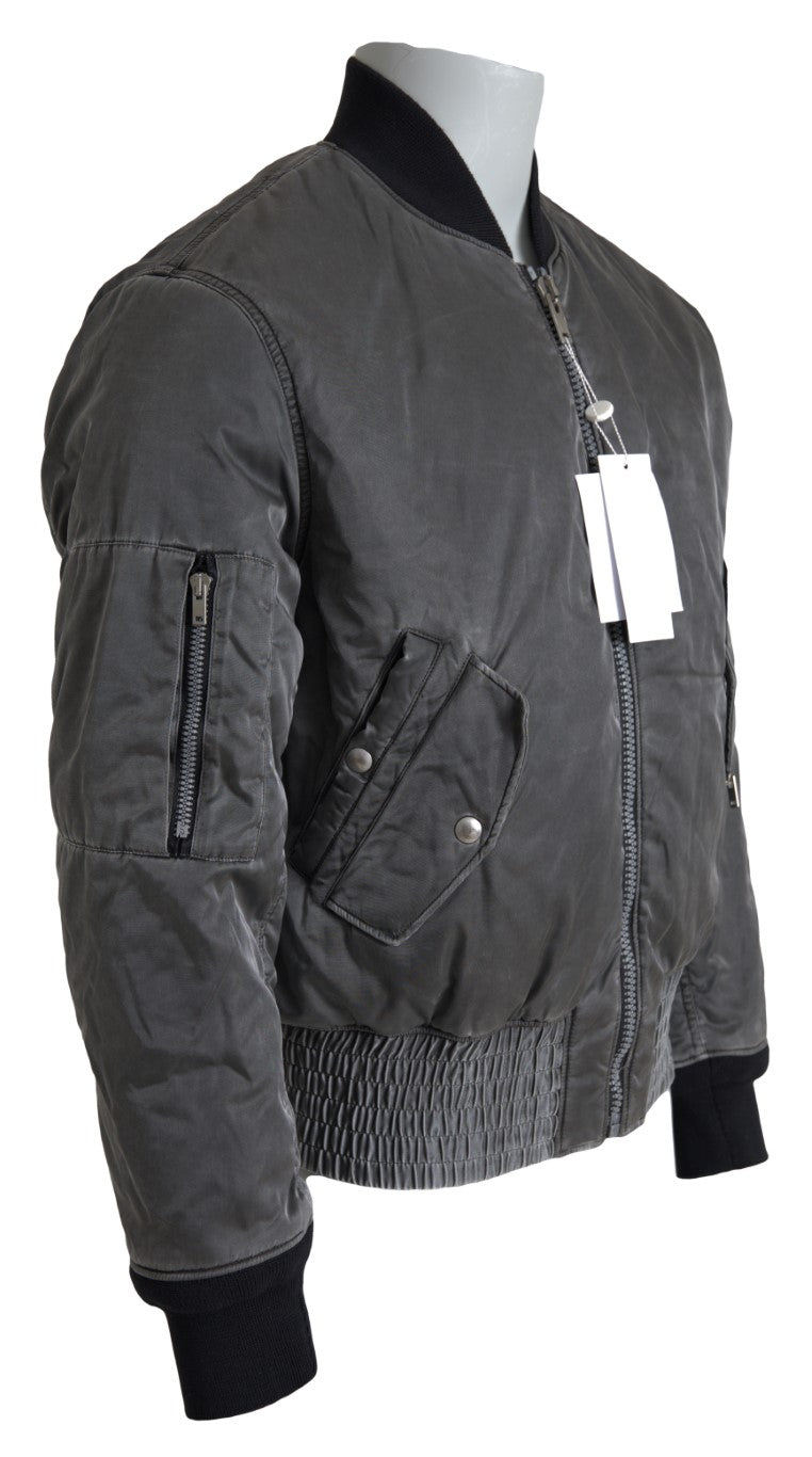 Giacca bomber grigia con tasche e cerniera sulle maniche MM6 Maison Margiela