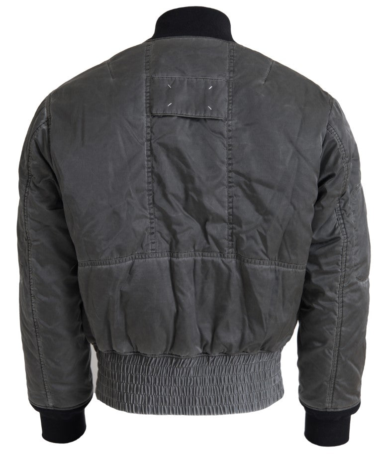 Giacca bomber grigia con tasche e cerniera sulle maniche MM6 Maison Margiela