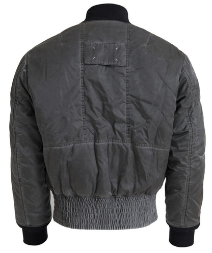 Giacca bomber grigia con tasche e cerniera sulle maniche MM6 Maison Margiela