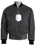 Chaqueta bomber gris MM6 Maison Margiela con cremallera y bolsillos en las mangas