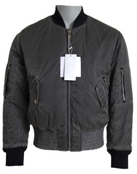 Giacca bomber grigia con tasche e cerniera sulle maniche MM6 Maison Margiela