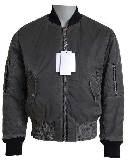 Giacca bomber grigia con tasche e cerniera sulle maniche MM6 Maison Margiela
