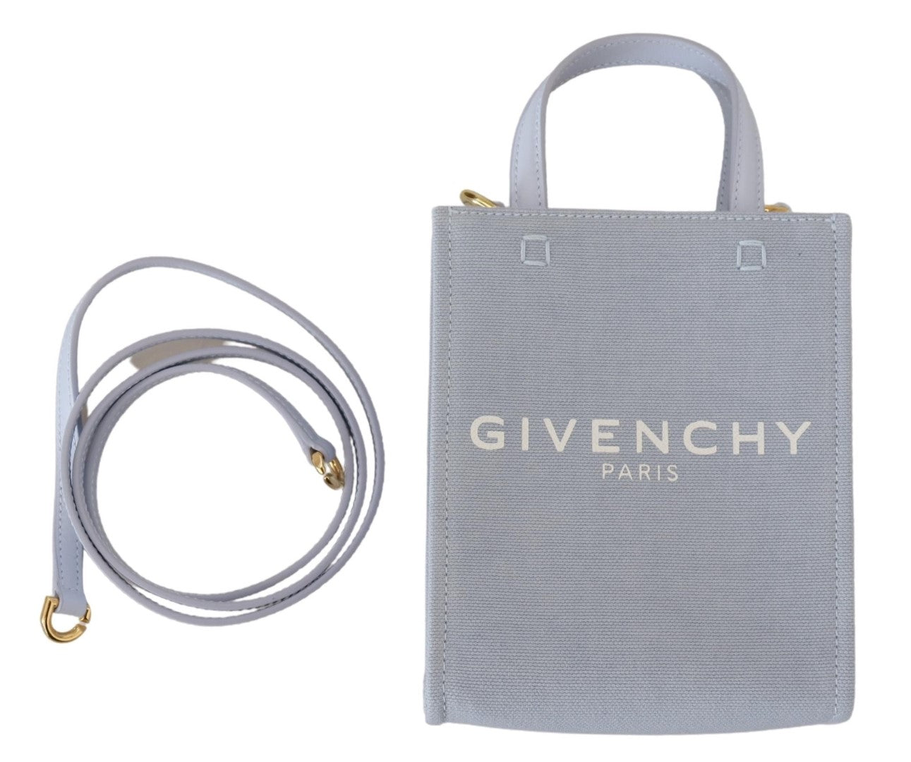 Borsa a tracolla Givenchy Mini Vertical Cloud in tela spalmata blu