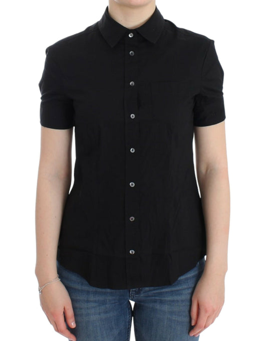 Top camicia in cotone nero John Galliano