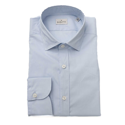 Camicia da uomo in cotone azzurro Bagutta