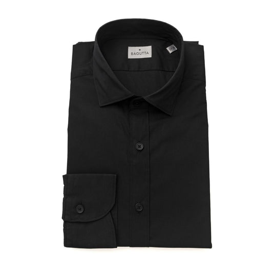 Camicia Slim da Uomo Bagutta in Cotone Nero