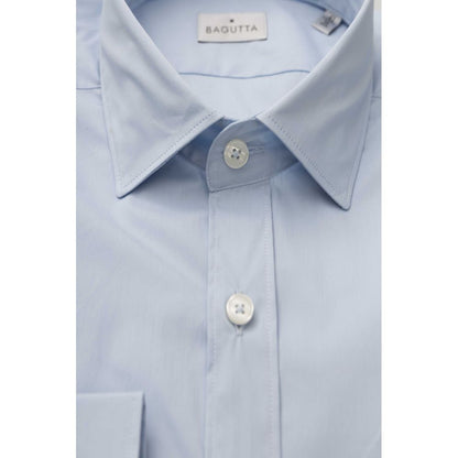 Camicia da uomo in cotone azzurro Bagutta