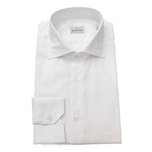 Camicia da uomo Bagutta in cotone bianco