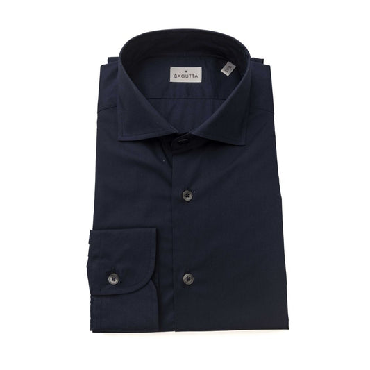 Camicia slim da uomo Bagutta in cotone blu